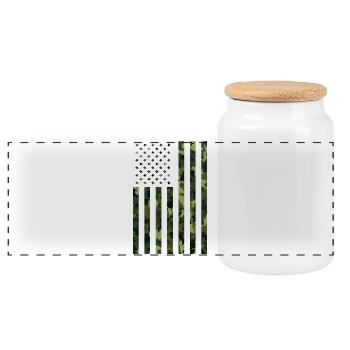 USA Flagge Camo Camouflage Militär Army - Panorama Keksdose mit Holzdeckel - Weiß - Vorne