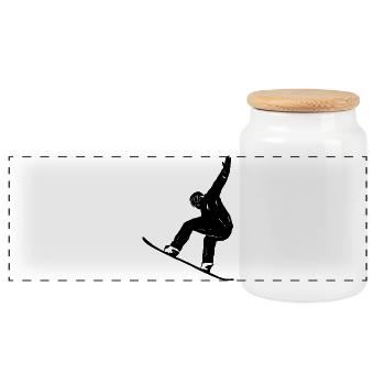 Silhouette minimaliste de snowboard Sports d’hiver - Boîte à biscuits avec couvercle en bois - blanc - Devant