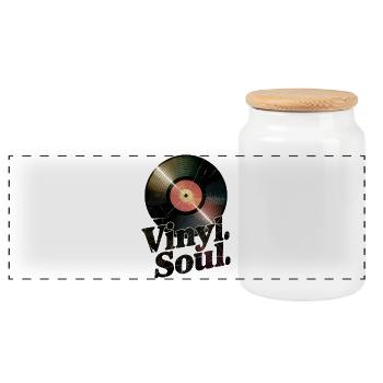 Disque – Vinyl Soul - Boîte à biscuits avec couvercle en bois - blanc - Devant