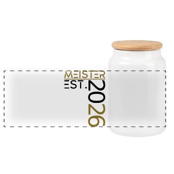 Master est. 2026 - Boîte à biscuits avec couvercle en bois - blanc - Devant