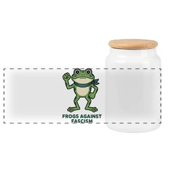 Grenouille contre le fascisme - Boîte à biscuits avec couvercle en bois - blanc - Devant