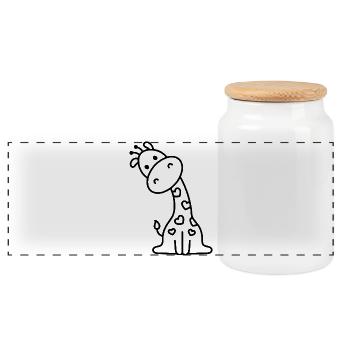 Croquis mignon de girafe - Conception de motif animal enfantin - Boîte à biscuits avec couvercle en bois - blanc - Devant