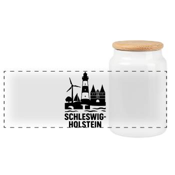 schleswig holstein wahrzeichen - Panorama Keksdose mit Holzdeckel - Weiß - Vorne