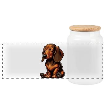 Dackel Dackelbesitzer Dackelliebhaber Dachshund - Panorama Keksdose mit Holzdeckel - Weiß - Vorne