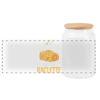 Live On Love And Raclette Lustiges Geschenk - Panorama Keksdose mit Holzdeckel - Weiß - Vorne