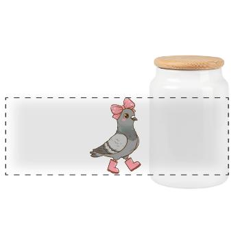 Dove - Panoramic Cookie Jar with Wooden Lid - white - Front