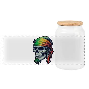 Vivid Rainbow Skull Bandana - Panorama Keksdose mit Holzdeckel - Weiß - Vorne