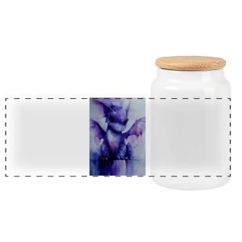 Dragon violet aquarelle - Boîte à biscuits avec couvercle en bois - blanc - Devant