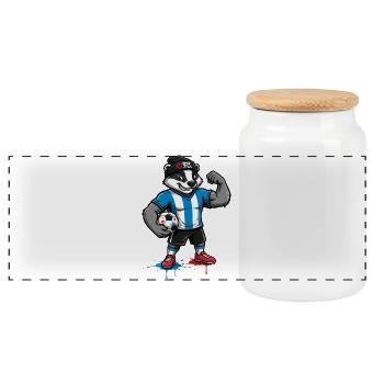 Panda football hero in FC style - Panoramic Cookie Jar with Wooden Lid - white - Front