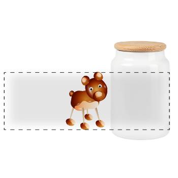Cute Chestnut Dog – Crafting Fun & Childhood - Panoramic Cookie Jar with Wooden Lid - white - Front