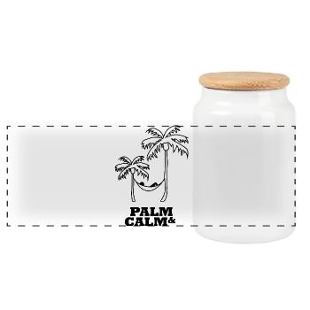 Palm Calm Palm Canopy Hammock - Panoramic Cookie Jar with Wooden Lid - white - Front