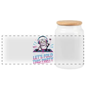 DJ Humor Animal Scottish Fold Chat - Panoramic Cookie Jar with Wooden Lid - white - Front