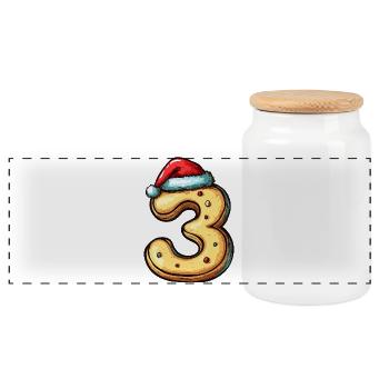 Biscuit de Noël à 3 chiffres - Boîte à biscuits avec couvercle en bois - blanc - Devant