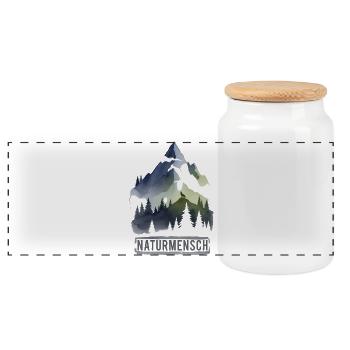 Nature Man Mountains Hiking Outdoor - Panoramic Cookie Jar with Wooden Lid - white - Front