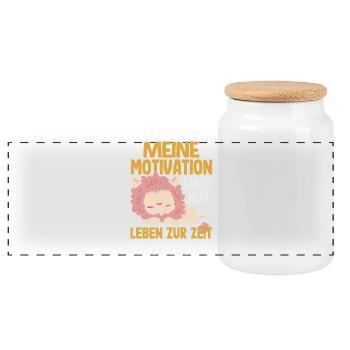 My motivation and I - currently separated - Panoramic Cookie Jar with Wooden Lid - white - Front