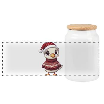 Truthahn Weihnachten - Panorama Keksdose mit Holzdeckel - Weiß - Vorne