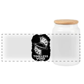 TIMELESS VOID – The Black Hole of Time - Panoramic Cookie Jar with Wooden Lid - white - Front