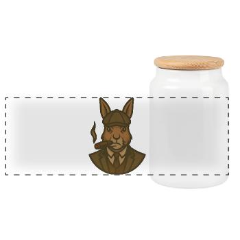 Lapin en costume avec cigare 1920 - Boîte à biscuits avec couvercle en bois - blanc - Devant