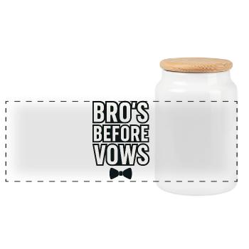 Bro's before Vows – Bachelor Party Shirt for Men - Panoramic Cookie Jar with Wooden Lid - white - Front