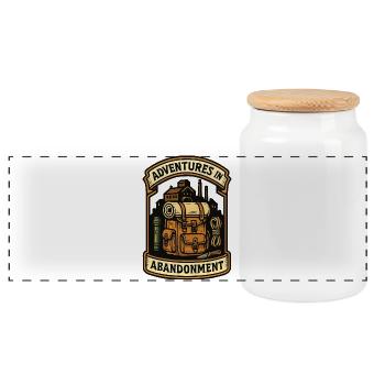 Urbex - Urban Exploration - Panoramic Cookie Jar with Wooden Lid - white - Front
