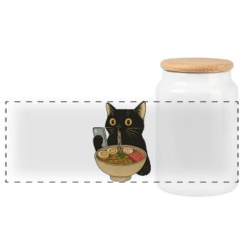 Chemise Ramen Cat Vintage – Cute Retro Kitty - Boîte à biscuits avec couvercle en bois - blanc - Devant