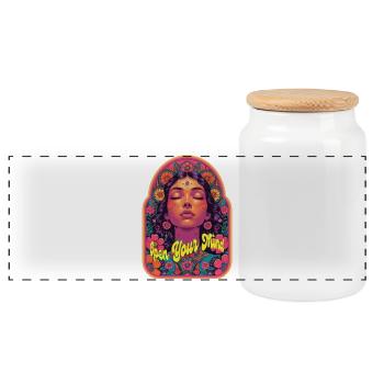 Open Your Mind Psytrance Kandi Bloom - Boîte à biscuits avec couvercle en bois - blanc - Devant