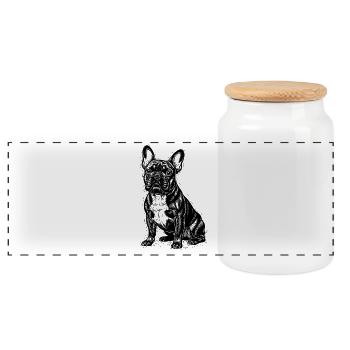 Französische Bulldogge Lustig Spruch Geschenk - Panorama Keksdose mit Holzdeckel - Weiß - Vorne