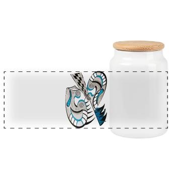 Motif de croix abstraite bleu-noir - Boîte à biscuits avec couvercle en bois - blanc - Devant