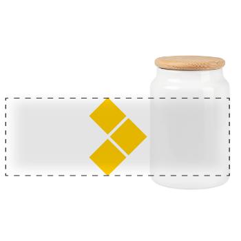 Geometric Yellow Diamond Grid - Panoramic Cookie Jar with Wooden Lid - white - Front
