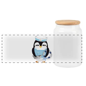 Pingouin mignon comme un marin dans un look marine - Boîte à biscuits avec couvercle en bois - blanc - Devant