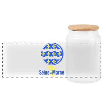 Logo Seine et Marne 77 - Panoramic Cookie Jar with Wooden Lid - white - Front