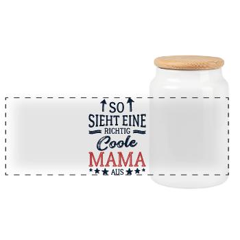 This is what a cool mom looks like Best Mom Mommy - Panoramic Cookie Jar with Wooden Lid - white - Front