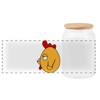 Fonzie Chicken – rebelle rockabilly décontracté - Boîte à biscuits avec couvercle en bois - blanc - Devant