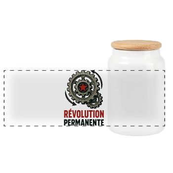 Révolution permanente - Boîte à biscuits avec couvercle en bois - blanc - Devant
