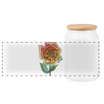 Blume - Panorama Keksdose mit Holzdeckel - Weiß - Vorne