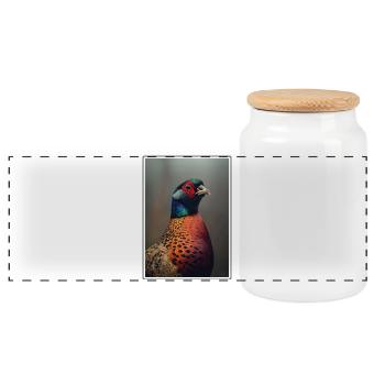 Pheasants Pheasant - Panoramic Cookie Jar with Wooden Lid - white - Front