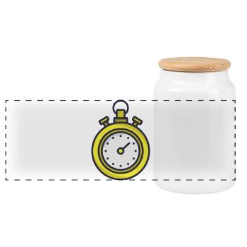Stopwatch - Panoramic Cookie Jar with Wooden Lid - white - Front