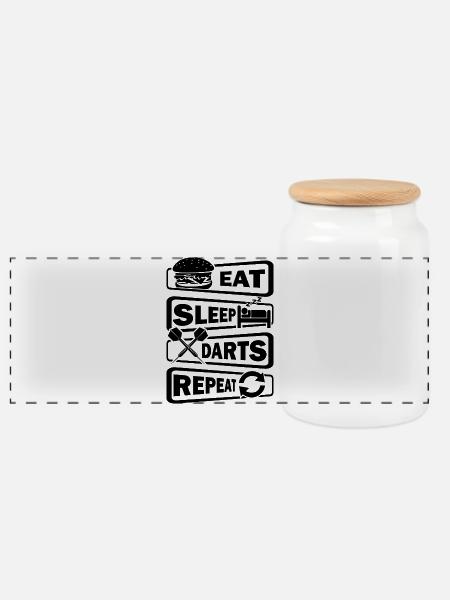 Dart,Darts,Eat Sleep Darts Repeat - Panorama Keksdose mit Holzdeckel - Weiß