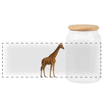 Giraffe in Natural Tone - Panoramic Cookie Jar with Wooden Lid - white - Front
