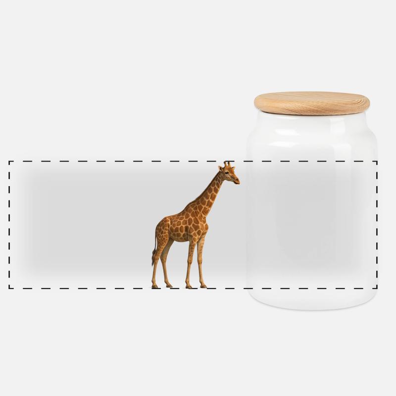 Girafe dans un ton naturel - Boîte à biscuits avec couvercle en bois - blanc