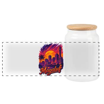 Magaluf Mallorca Malle Holiday Sun Gift - Panoramic Cookie Jar with Wooden Lid - white - Front