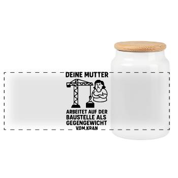 Contrepoids sur votre blague de maman sur le chantier - Boîte à biscuits avec couvercle en bois - blanc - Devant