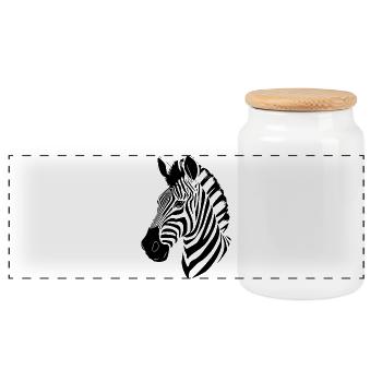 Zebra T-shirt Gift - Panoramic Cookie Jar with Wooden Lid - white - Front