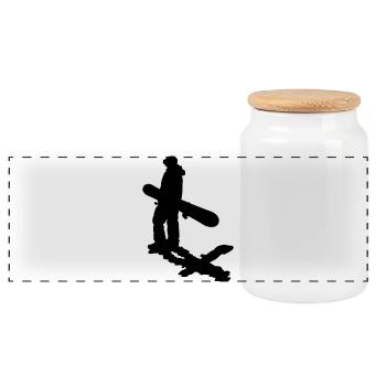 Snowboard - Panoramic Cookie Jar with Wooden Lid - white - Front