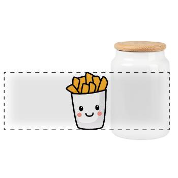 Frites de kawaï - Boîte à biscuits avec couvercle en bois - blanc - Devant
