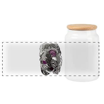 Spirale florale noire et blanche - Boîte à biscuits avec couvercle en bois - blanc - Devant