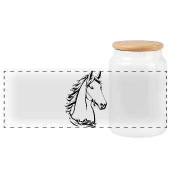 Chevaux T-shirt Cadeau Cavalier - Boîte à biscuits avec couvercle en bois - blanc - Devant