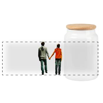 Love - You Complete Me Graphic - Panoramic Cookie Jar with Wooden Lid - white - Front