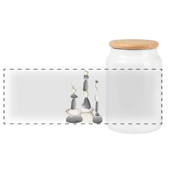 Trois tours de pierre équilibrées de style zen - Boîte à biscuits avec couvercle en bois - blanc - Devant
