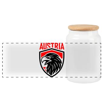 Austria Eagle Coat of Arms AUSTRIA - Panoramic Cookie Jar with Wooden Lid - white - Front